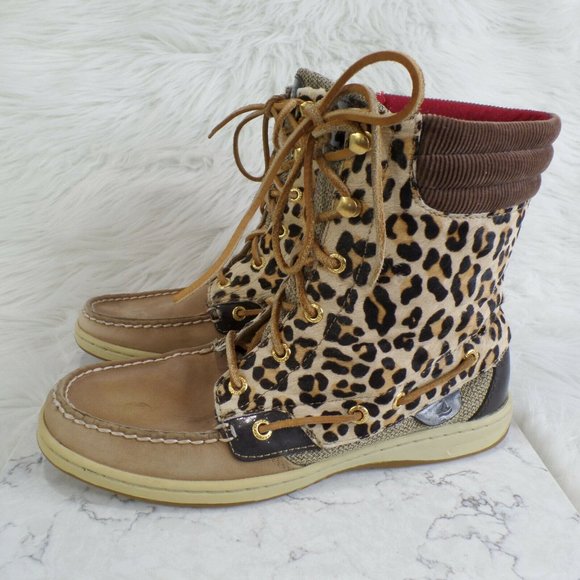 Sperry Hikerfish Brown Leopard High Ankle Boots - Picture 4 of 8